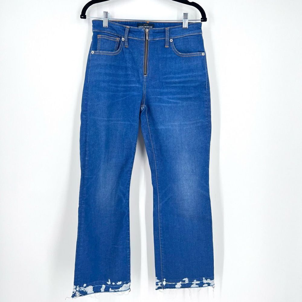 Lucky Brand Hi Rise Raw Hem Jeans Size 2/4 festival bootcut ankle acid wash